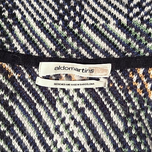 ALDOMARTINS Wool Alpaca Colorblock Plaid Long Maximalist Sweater Blanket Coat S - Picture 13 of 16